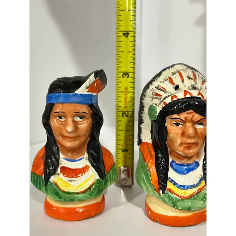 Vtg Native American Salt Pepper Shakers‎ Pair Southwestern Kitsch Made In Japan